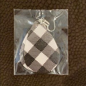 Buffalo plaid leather earrings